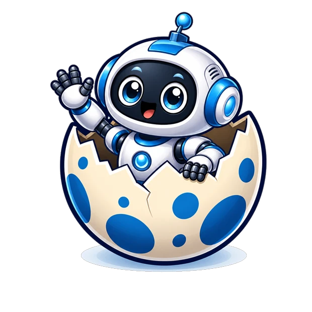 Hatchy, your first hatched agent, waving from its egg
